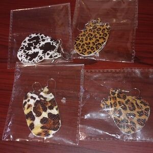 4 pair of animal print earrings